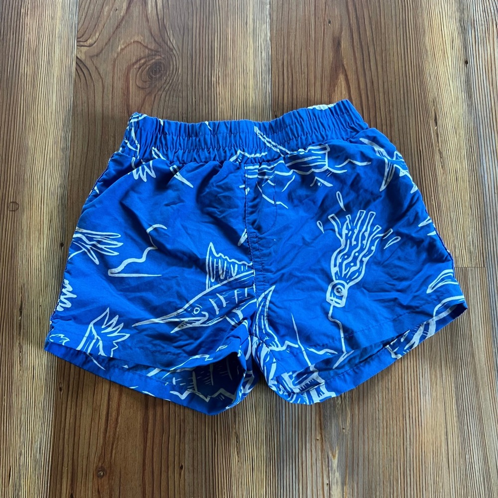 Columbia PFG Boys 2T Blue Fish Print Beach Swim Trunks Omni-Shade Shorts